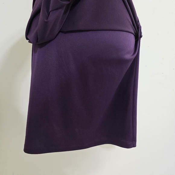 CALVIN KLEIN size 6 Stretch Zip Ruched One Shoulder Embellished Dress Purple - Picture 11 of 16